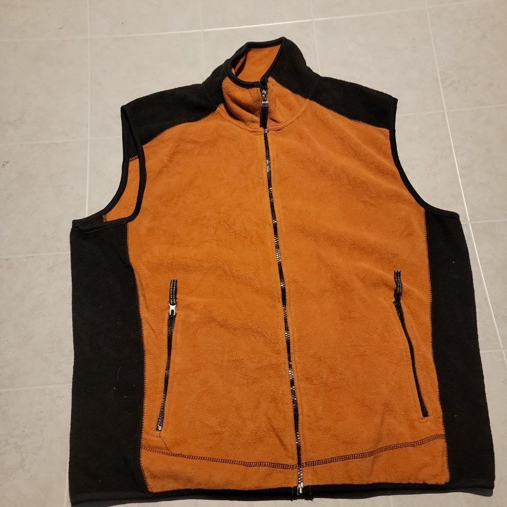 PT Sportswear Womens Orange Black Full Zip Pockets Vest Jacket Size Large